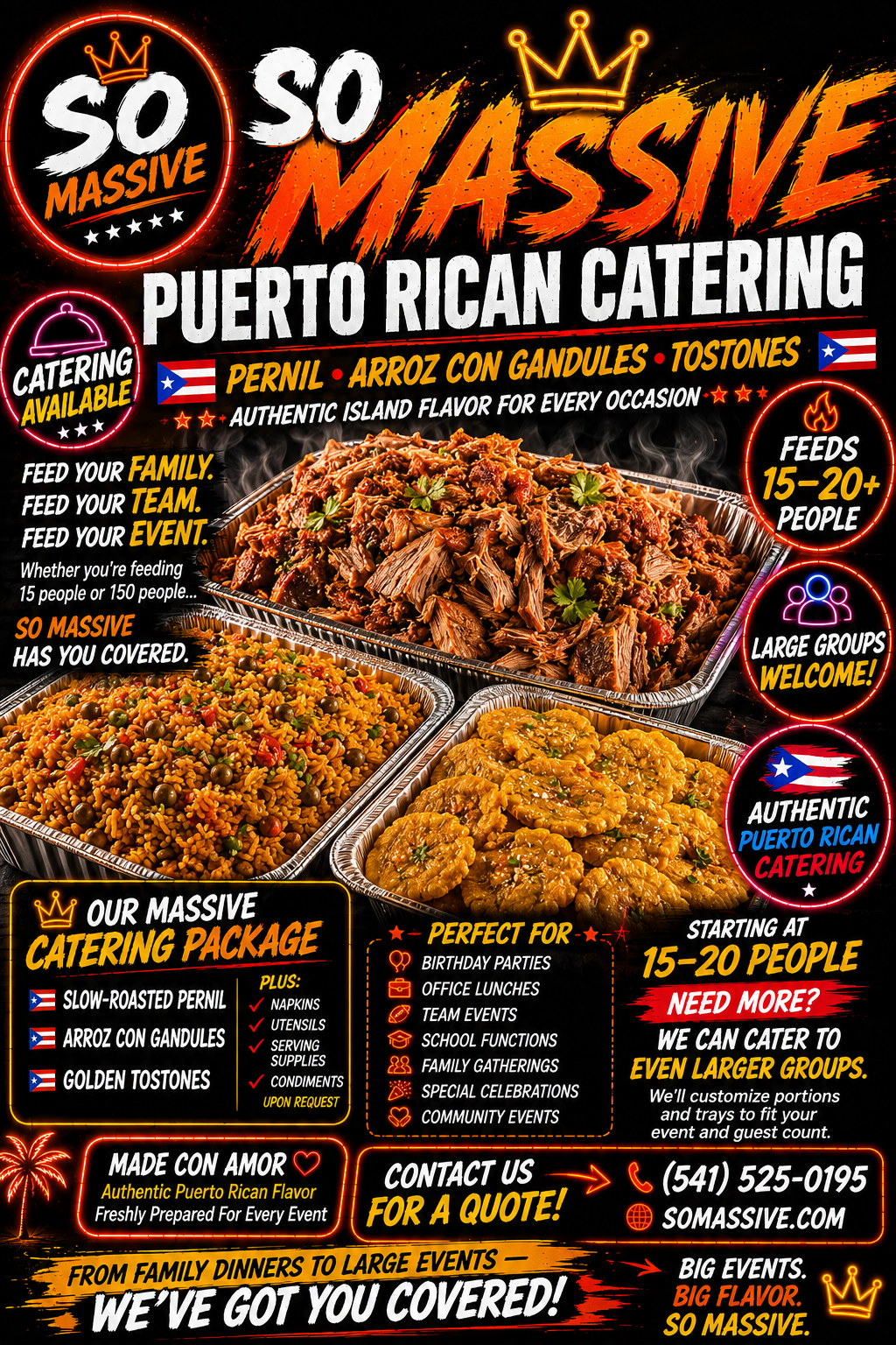 Pernil, Arroz con Gandules, & Tostones