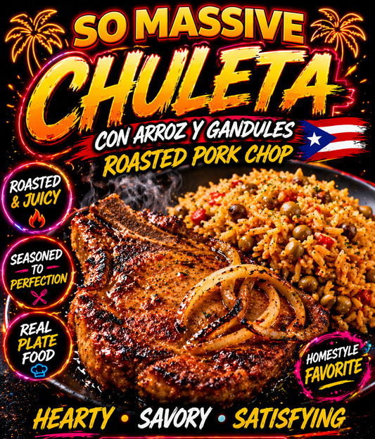 Chuleta (Pork Chop) con Arroz y Gandules